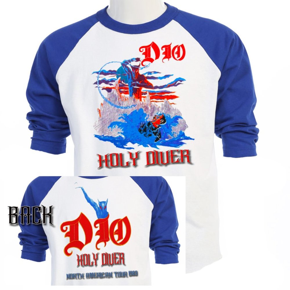 RONNIE JAMES DIO HOLY DIVER TOUR BLUE SLEEVES JERSEY COOL T-399